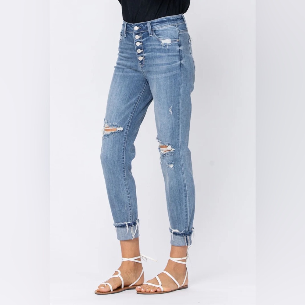 Judy Blue Destructed Boyfriend High Rise Jean